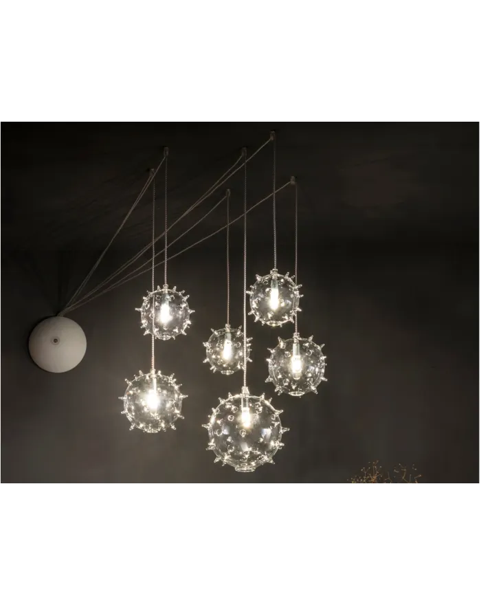 LED blown glass pendant lamp SCIAME XL DIATOMEA By Album design Pepe Tanzi