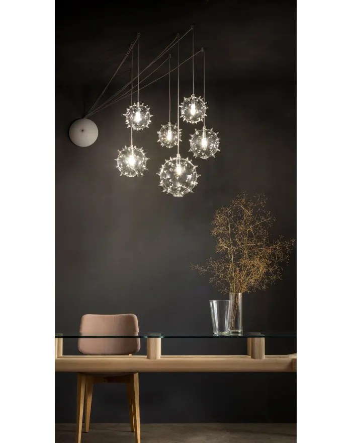 LED blown glass pendant lamp SCIAME XL DIATOMEA By Album design Pepe Tanzi