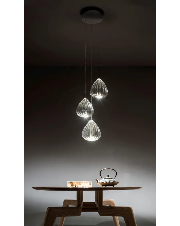 LED blown glass pendant lamp LUMIERA X3 LILIUM By Album design Pepe Tanzi