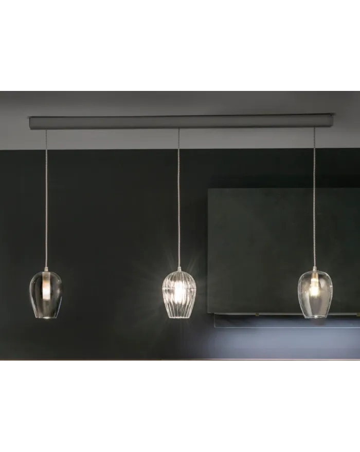LED blown glass pendant lamp BARRA X3 PENDOLINO XL By Album design Pepe Tanzi
