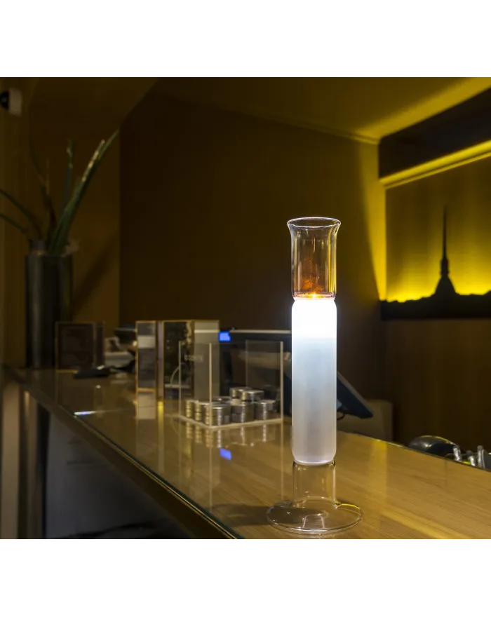 LED Borosilicate glass table lamp cordless LEDO By Album design Pepe Tanzi