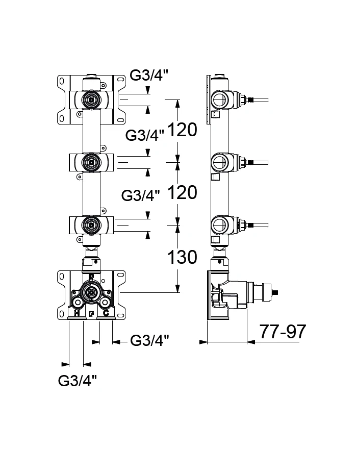 Optional  Mixer Spindle 1/2 Diverter Outlet