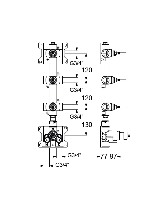 Optional  Mixer Spindle 3/4 Diverter Outlet