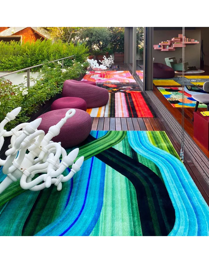 Wave Green Rectangular Carpet
