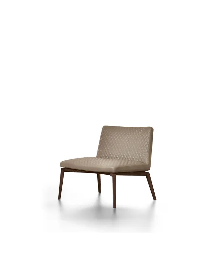 Flexa - Lounge Chair Trapuntato con Base in Frassino
