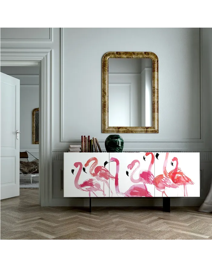 Pictoom 3 Door Sideboard With Flamingos Digital Print