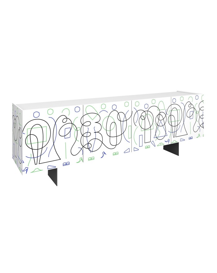 Pictoom 4 Door Sideboard With White Doodle Digital Print
