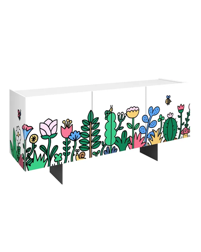 Pictoom 3 Door Sideboard With Flowers Digital Print